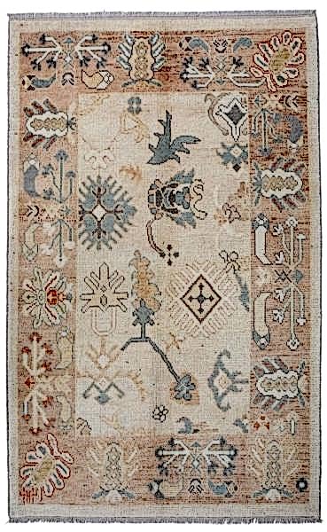 ANTİK UŞAK BEJ EL DOKUMA HALI 126x198