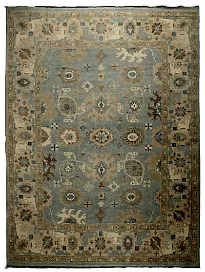 ANTİK UŞAK TURKUAZ EL DOKUMA HALI 271x354 