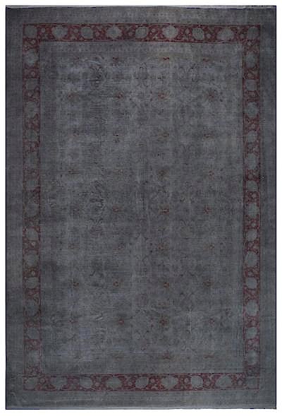 VINTAGE UŞAK PAŞA GRİ EL DOKUMA HALI 323x447