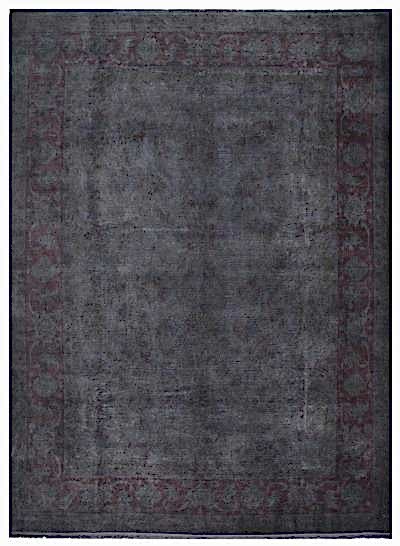 VINTAGE UŞAK PAŞA GRİ EL DOKUMA HALI 378x527