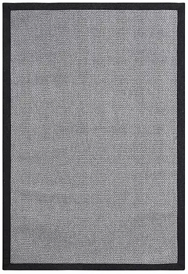 Sisal İç ve Dış Mekan Kullanıma Uygun Dokuma Gri Halı Siyah Bordürlü 4586/43